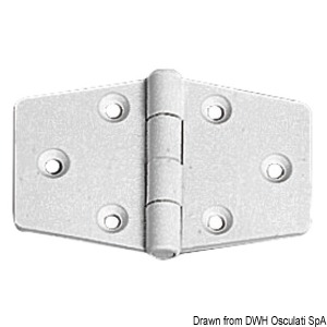 Reinforced nylon hinge, white 65x40 mm